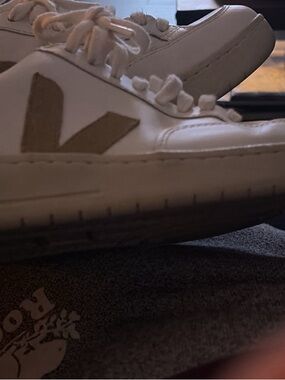 Veja White Sneakers with Beige Suede Accents